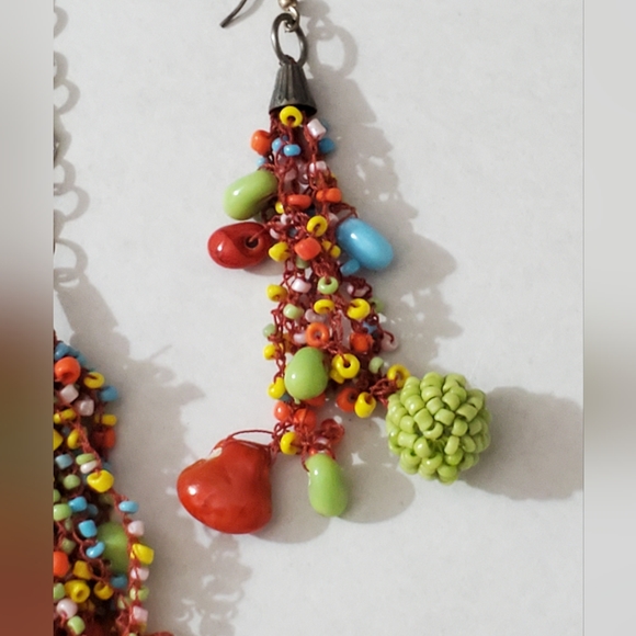 Set earrings necklace seed beads czech hearts Artisan handmade vintage estate - Picture 7 of 16